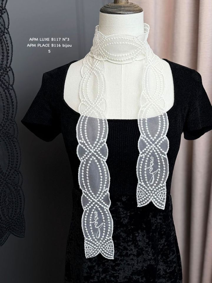 N3東大門實拍女士新款26春夏推薦真品休閑圍巾披肩蕾絲絲帶N3圍巾/披肩