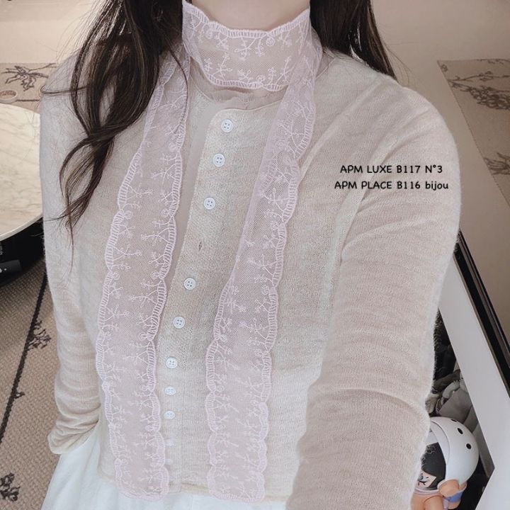 N3韓國代購女士新款26春夏職業推薦人氣圍巾披肩花朵蕾絲N3圍巾/披肩