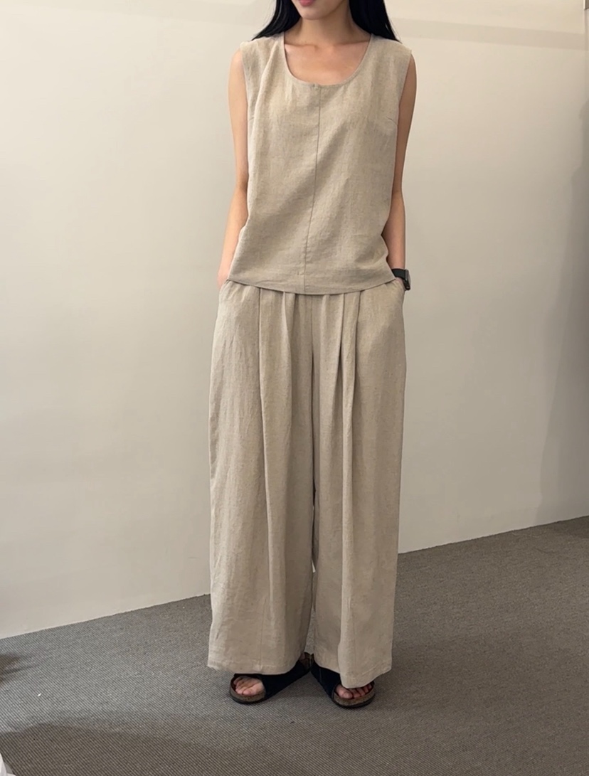 MONE-A韓國直郵女士新款時尚熱賣職業人氣休閑吊帶背心亞麻MONE-A吊帶/背心圖色1