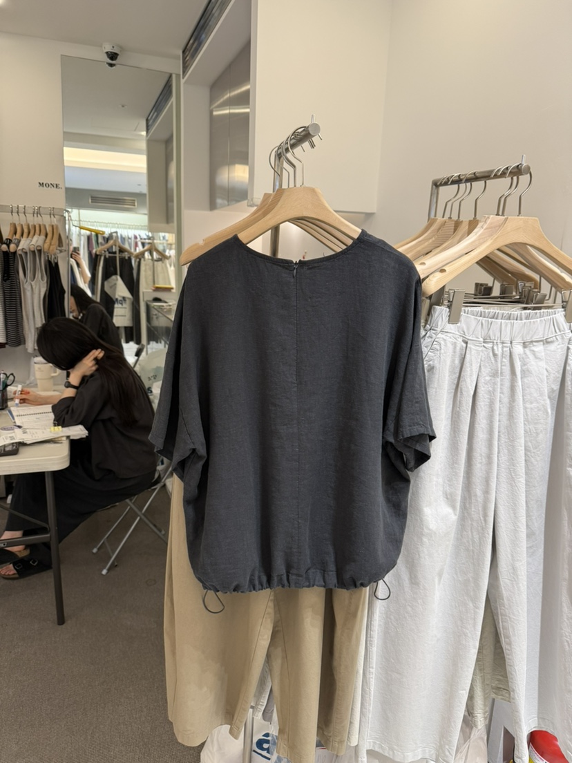 MONE-A韓國直郵女士新款26夏季26春夏休閑襯衫蕾絲衫亞麻MONE-A襯衫/蕾絲衫