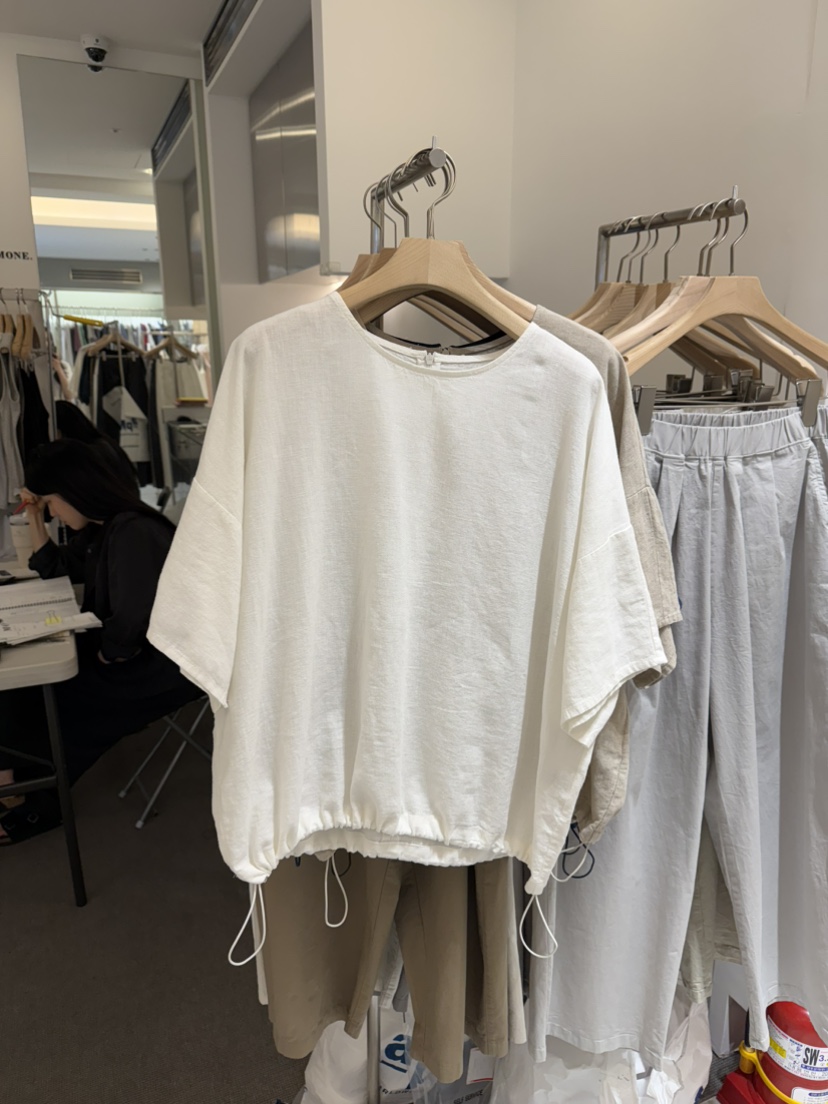 MONE-A韓國直郵女士新款26夏季26春夏休閑襯衫蕾絲衫亞麻MONE-A襯衫/蕾絲衫圖色1