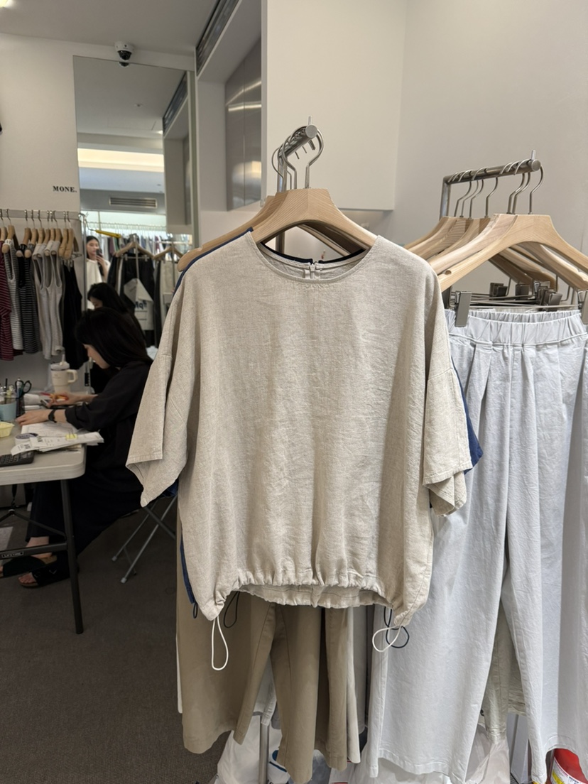 MONE-A韓國直郵女士新款26夏季26春夏休閑襯衫蕾絲衫亞麻MONE-A襯衫/蕾絲衫圖色2