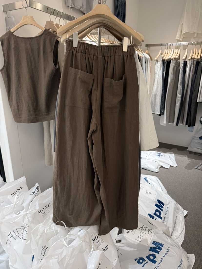 MONE-A韓國直郵女裝新款推薦時尚人氣職業26春夏休閑褲亞麻布MONE-A休閑褲