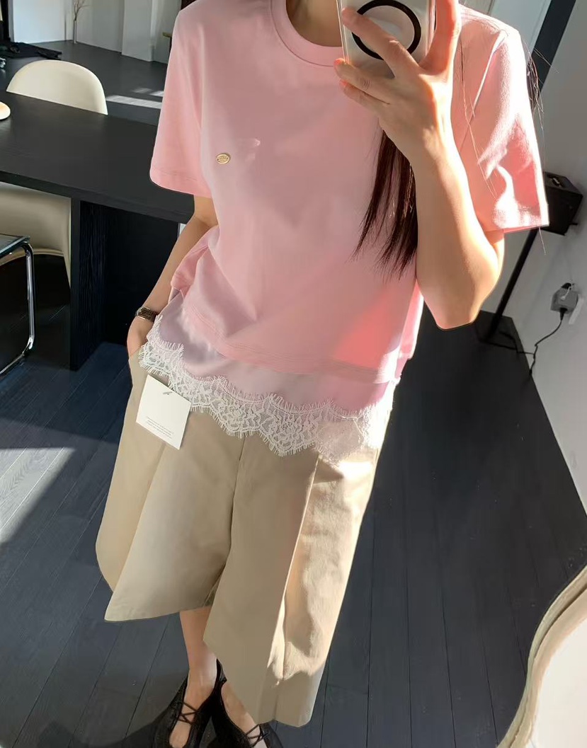 J CRANE-A韓國直郵女裝新品人氣休閑職業熱賣26春夏T恤蕾絲J CRANET恤