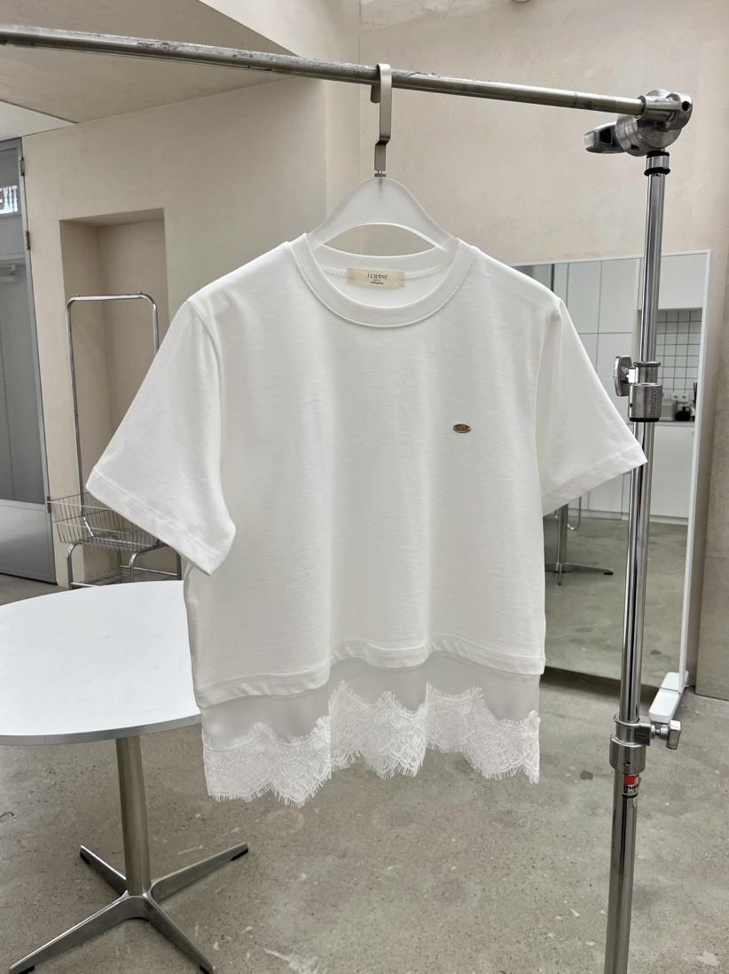 J CRANE-A韓國直郵女裝新品人氣休閑職業熱賣26春夏T恤蕾絲J CRANET恤圖色1
