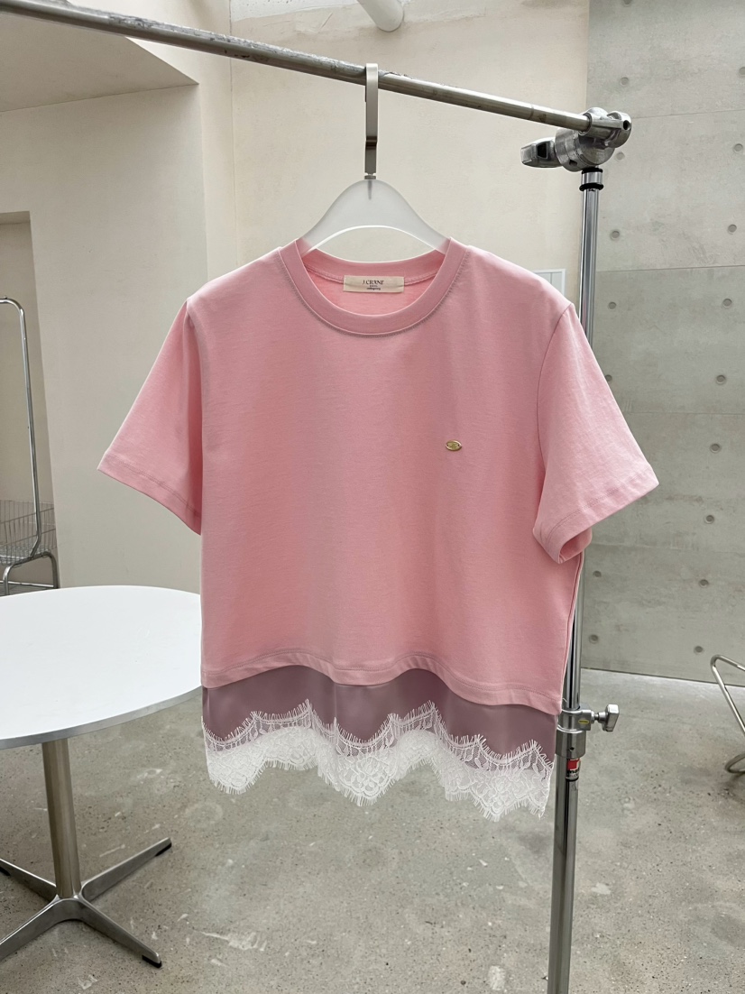 J CRANE-A韓國直郵女裝新品人氣休閑職業熱賣26春夏T恤蕾絲J CRANET恤圖色2