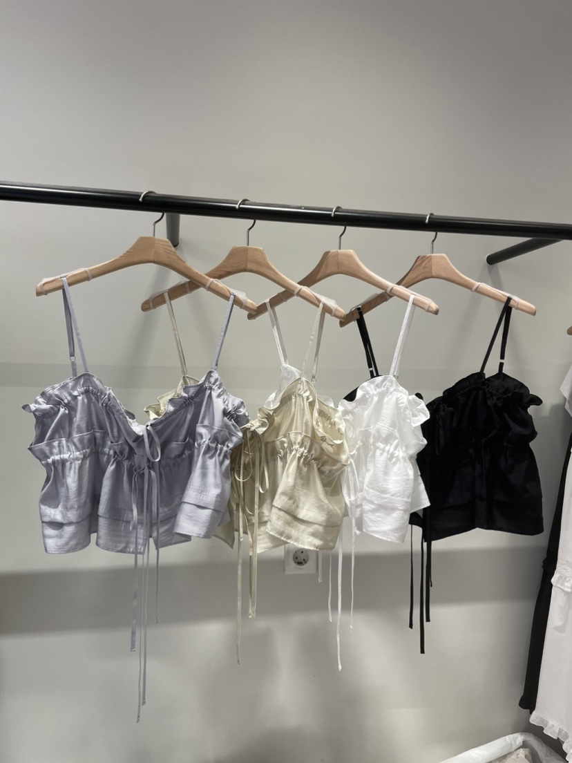 ORMORE韓國直郵女士新款26春夏26夏季休閑熱賣吊帶背心褶皺ORMORE吊帶/背心