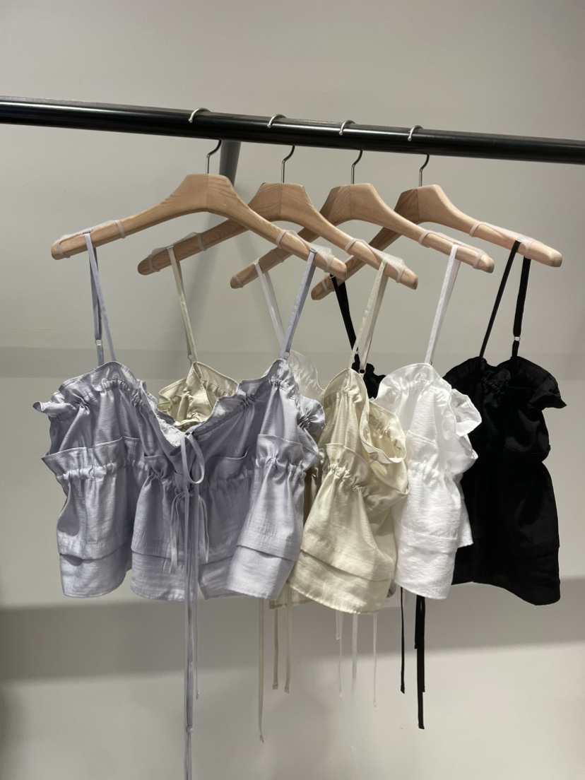 ORMORE韓國直郵女士新款26春夏26夏季休閑熱賣吊帶背心褶皺ORMORE吊帶/背心