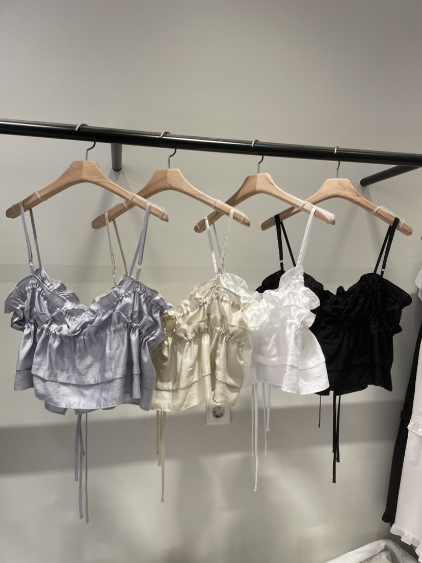 ORMORE韓國直郵女士新款26春夏26夏季休閑熱賣吊帶背心褶皺ORMORE吊帶/背心