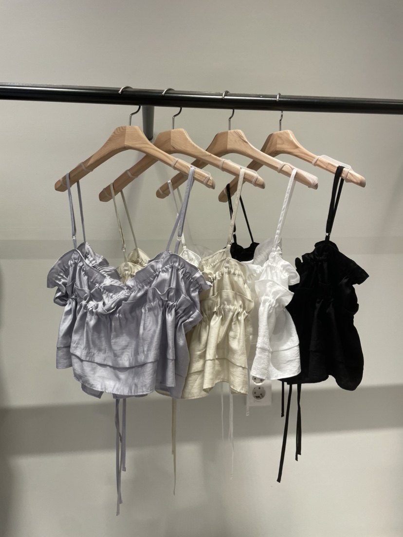 ORMORE韓國直郵女士新款26春夏26夏季休閑熱賣吊帶背心褶皺ORMORE吊帶/背心