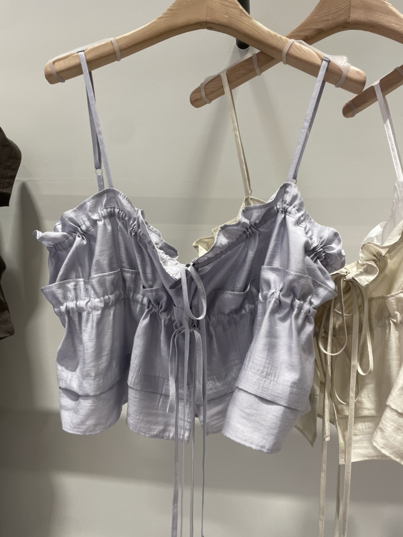 ORMORE韓國直郵女士新款26春夏26夏季休閑熱賣吊帶背心褶皺ORMORE吊帶/背心