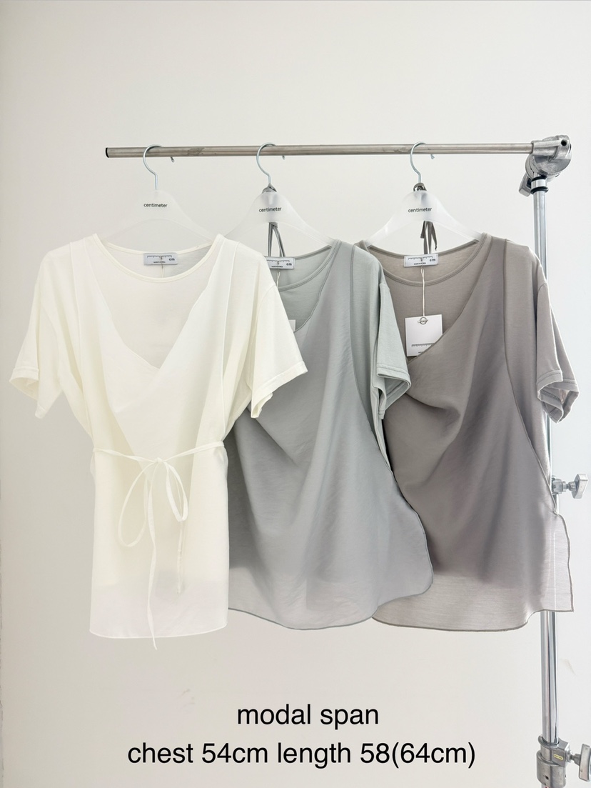 CM韓國直郵實拍女裝新品時尚熱賣人氣職業26夏季T恤假兩件CM_centimeterT恤