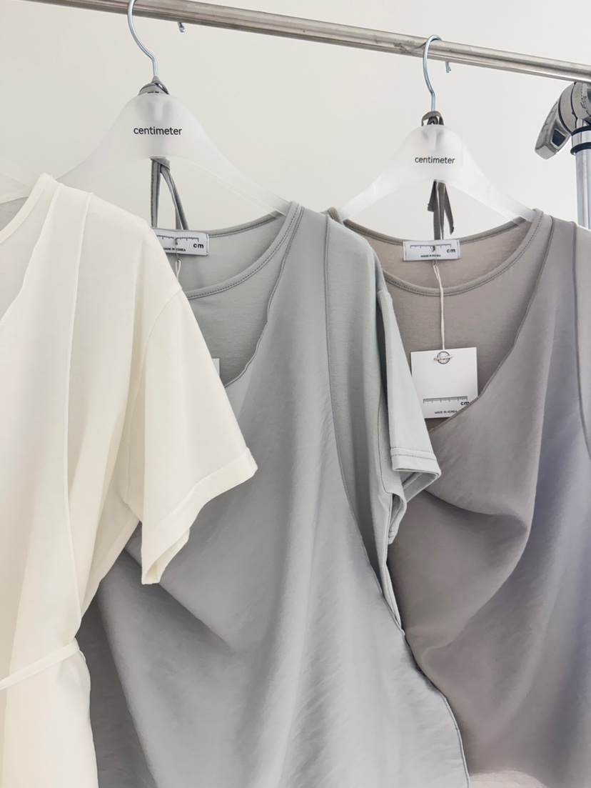 CM韓國直郵實拍女裝新品時尚熱賣人氣職業26夏季T恤假兩件CM_centimeterT恤