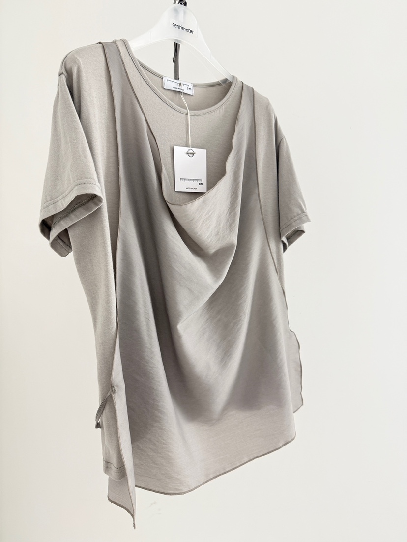 CM韓國直郵實拍女裝新品時尚熱賣人氣職業26夏季T恤假兩件CM_centimeterT恤圖色3