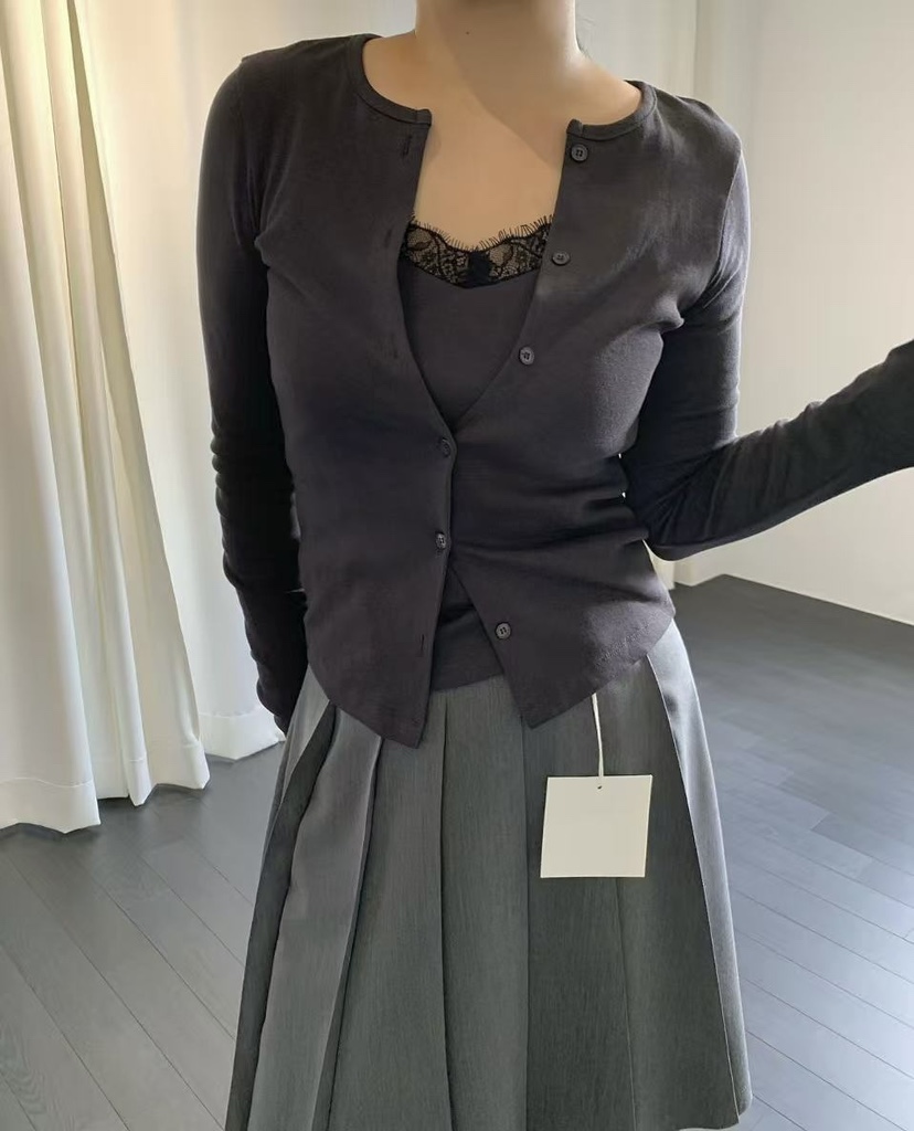 J CRANE-A韓國直郵實拍女裝新品熱賣人氣長袖T恤系帶開衫J CRANE長袖T恤