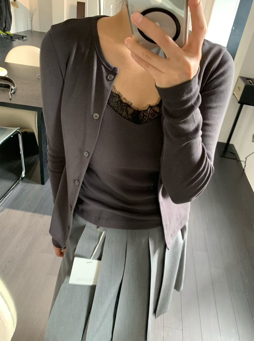 J CRANE-A韓國直郵實拍女裝新品熱賣人氣長袖T恤系帶開衫J CRANE長袖T恤