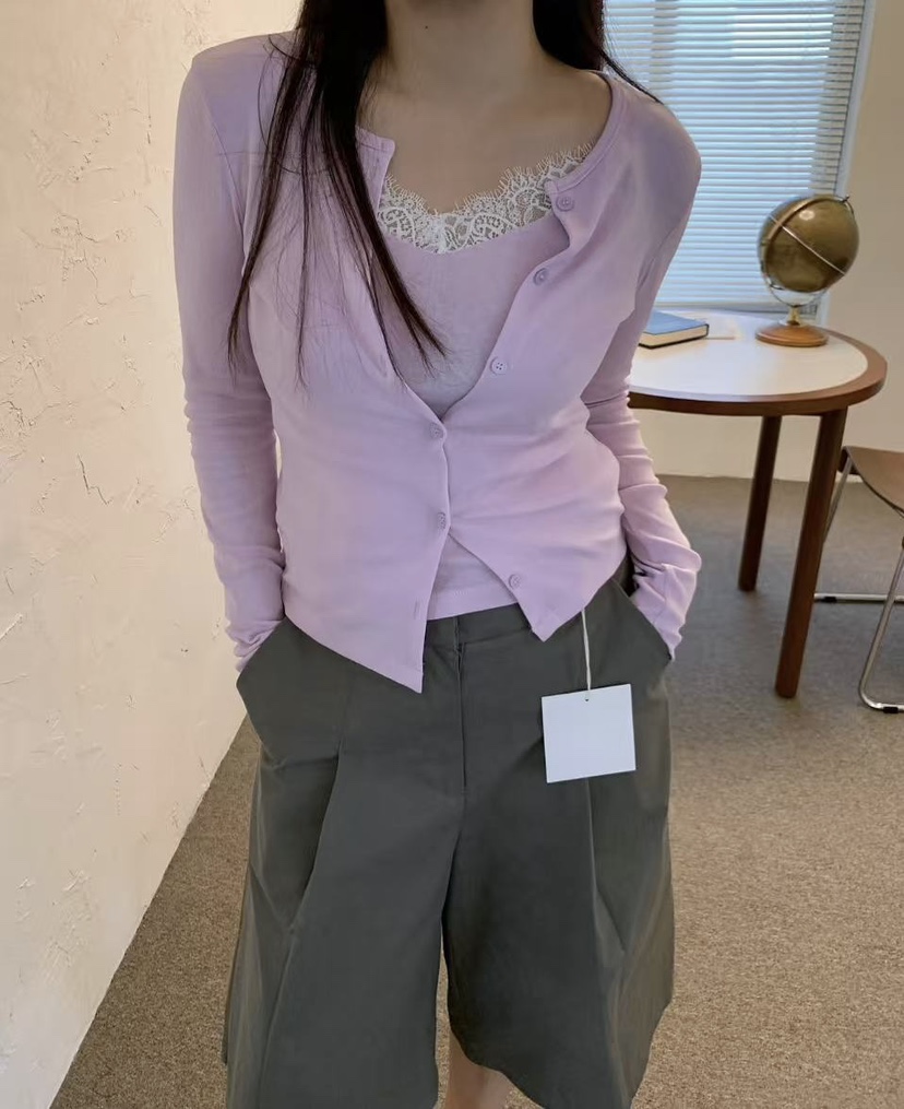 J CRANE-A韓國直郵實拍女裝新品熱賣人氣長袖T恤系帶開衫J CRANE長袖T恤