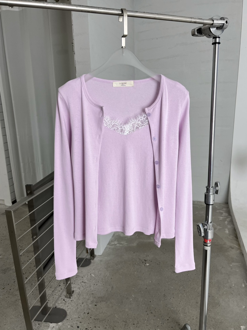 J CRANE-A韓國直郵實拍女裝新品熱賣人氣長袖T恤系帶開衫J CRANE長袖T恤圖色3