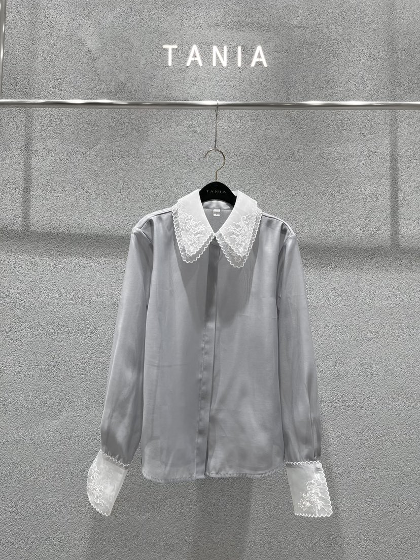 TANIA韓國直郵實拍女裝新款人氣26春夏熱賣時尚襯衫蕾絲衫TANIA襯衫/蕾絲衫圖色2