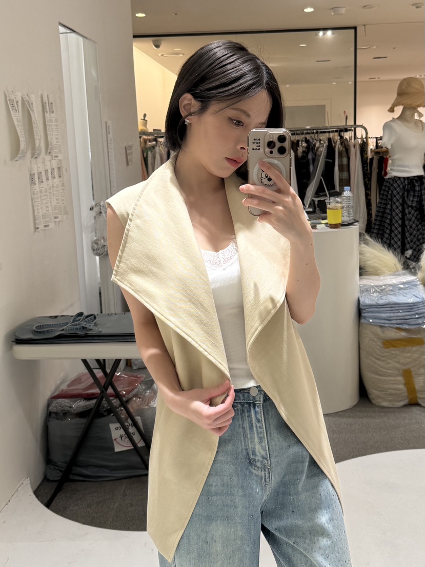 FABRIC韓國直郵女士新品26夏季人氣熱賣推薦休閑馬甲含腰帶FABRIC馬甲