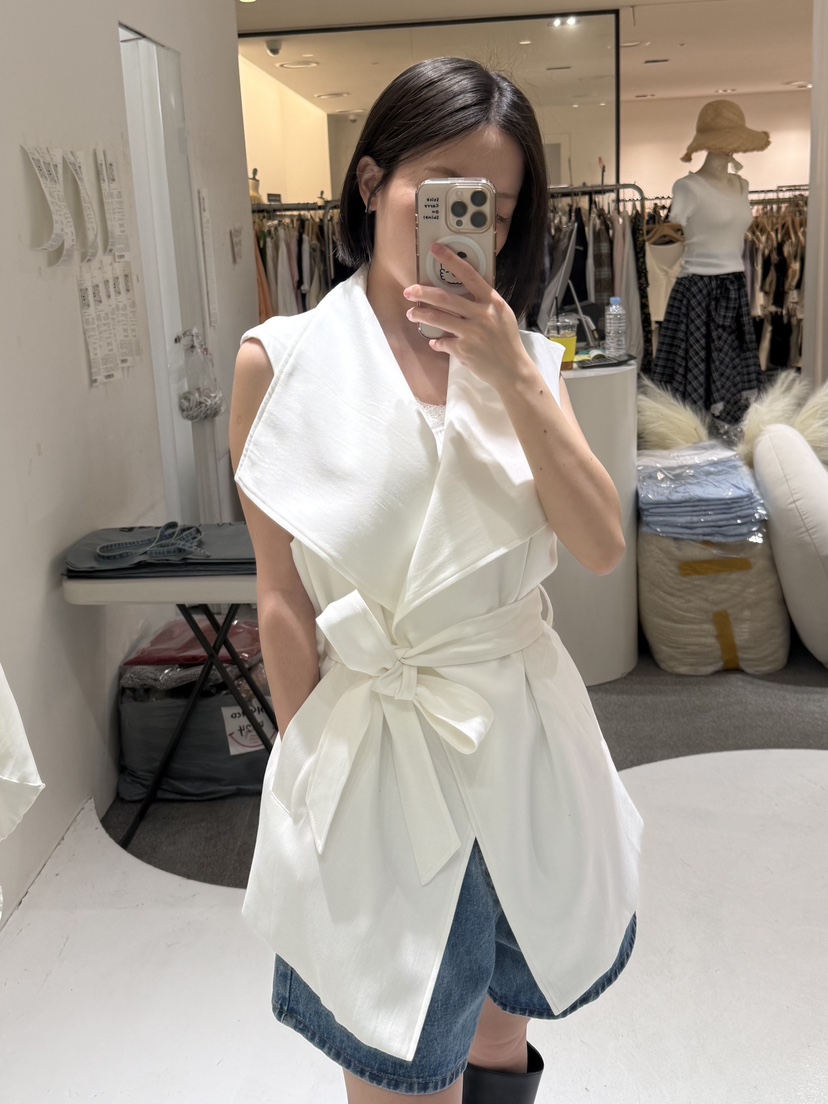 FABRIC韓國直郵女士新品26夏季人氣熱賣推薦休閑馬甲含腰帶FABRIC馬甲