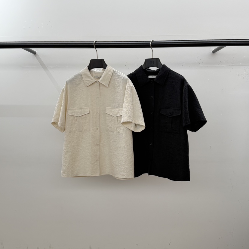 ID東大門實拍韓國女士新品推薦26春夏襯衫蕾絲衫口袋絲綢ID襯衫/蕾絲衫