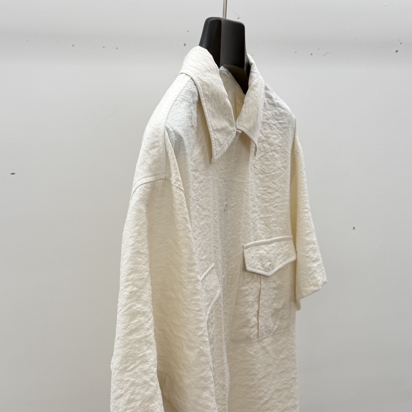 ID東大門實拍韓國女士新品推薦26春夏襯衫蕾絲衫口袋絲綢ID襯衫/蕾絲衫