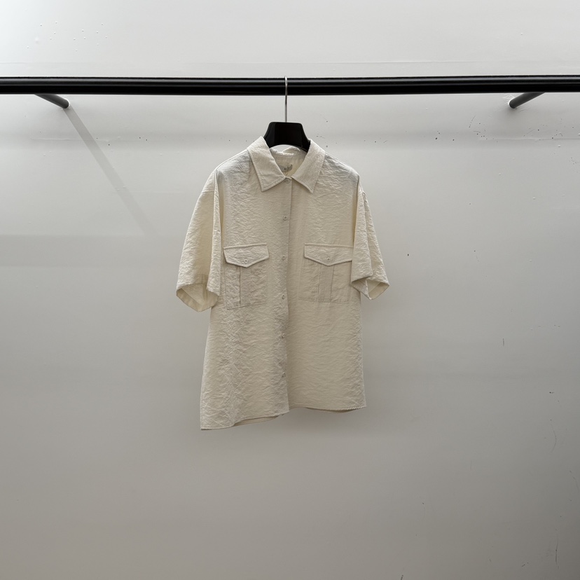 ID東大門實拍韓國女士新品推薦26春夏襯衫蕾絲衫口袋絲綢ID襯衫/蕾絲衫圖色1