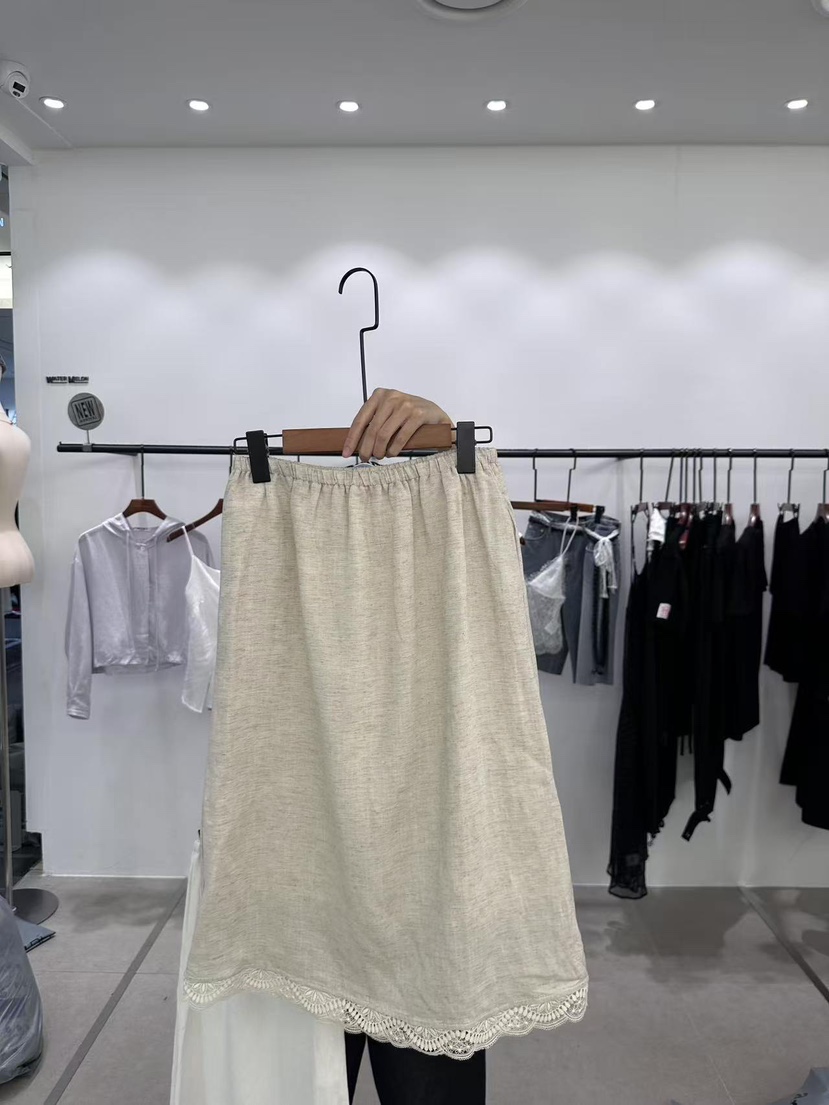 WATERMELON韓國代購女士新品人氣26春夏時尚休閑長裙亞麻WATER MELON長裙