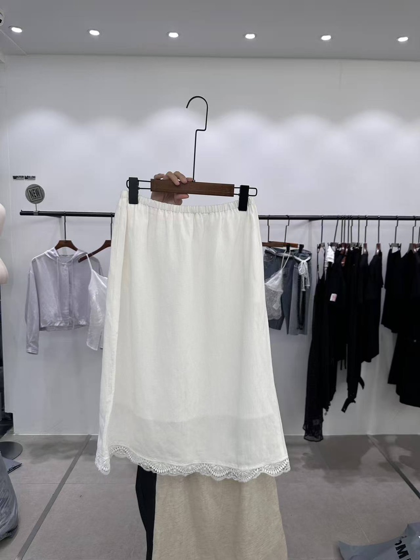 WATERMELON韓國代購女士新品人氣26春夏時尚休閑長裙亞麻WATER MELON長裙圖色1