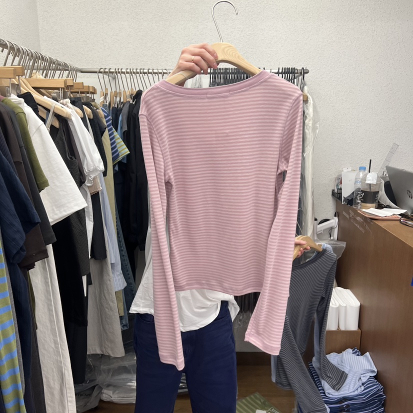 ROMANTICIZE韓國直郵女裝新品熱賣人氣休閑職業長袖T恤條紋ROMANTICIZE長袖T恤