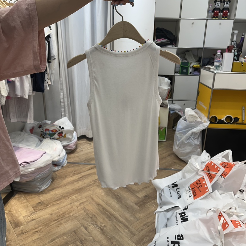 DE LINE韓國直郵實拍女裝新款熱賣推薦26春夏吊帶背心串珠DE LINE吊帶/背心