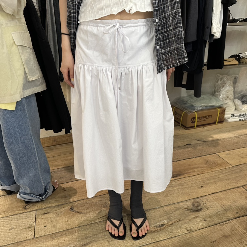 CREAM VILLA東大門實拍韓國女裝新款休閑長裙百褶褶裙CREAMVILLA長裙圖色1