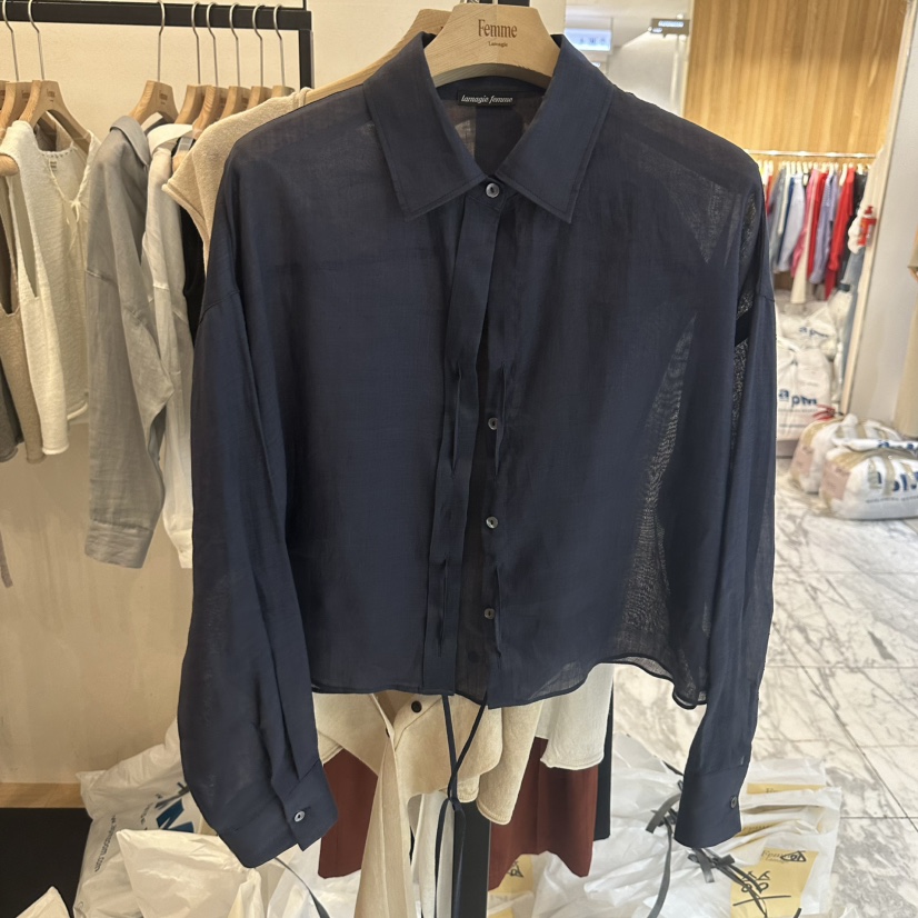 LA MAGIE FEMME韓國直郵女士新品職業時尚熱賣襯衫蕾絲衫Lamagie Femme襯衫/蕾絲衫圖色4深藍色