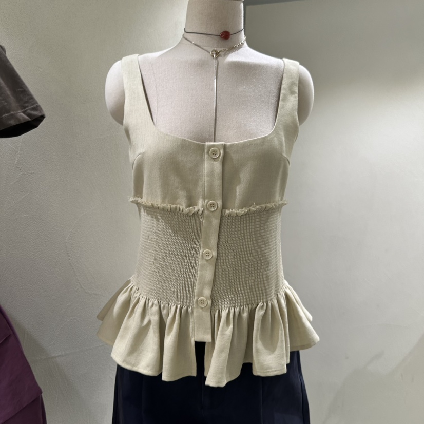 JERRY HALL-P東大門實拍韓國女士新品26夏季休閑吊帶背心JERRY HALL吊帶/背心圖色1米色