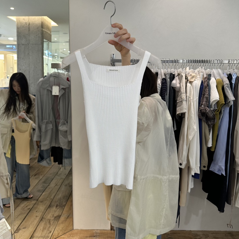 CREAM VILLA韓國直郵實拍女士新品熱賣吊帶背心羅紋CREAMVILLA吊帶/背心圖色1