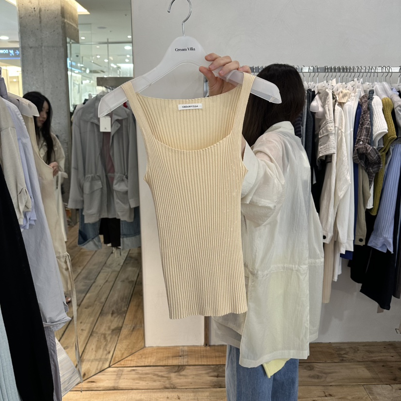CREAM VILLA韓國直郵實拍女士新品熱賣吊帶背心羅紋CREAMVILLA吊帶/背心圖色2