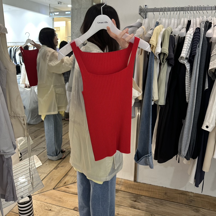 CREAM VILLA韓國直郵實拍女士新品熱賣吊帶背心羅紋CREAMVILLA吊帶/背心圖色3