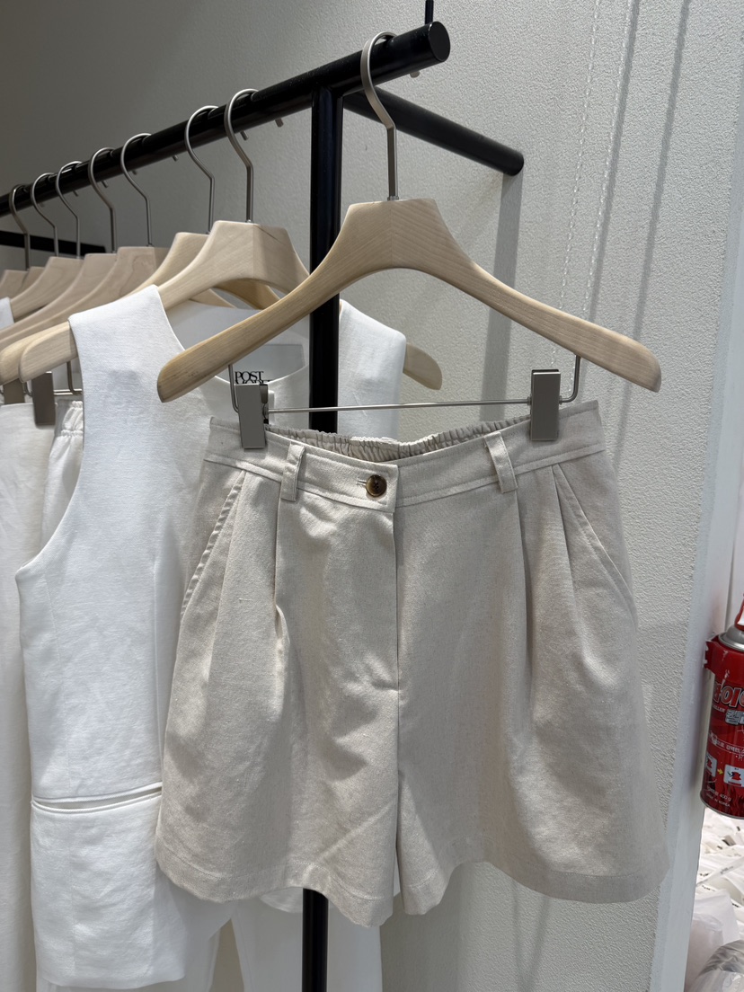POSTMODERN韓國直郵女士新款26春夏26夏季推薦職業短褲亞麻POSTMODERN短褲圖色2