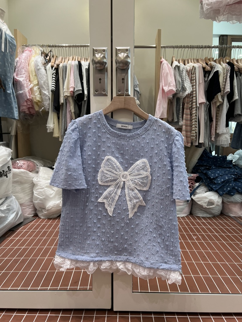 BE&amp;BE韓國直郵女裝新款26春夏職業熱賣人氣休閑T恤絲帶BE&beT恤圖色2