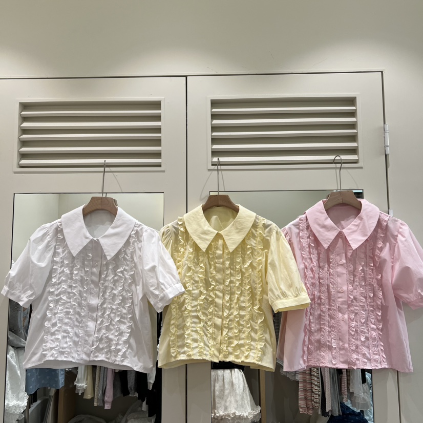 BE&amp;BE韓國東大門代購女裝新品時尚襯衫蕾絲衫荷葉邊BE&be襯衫/蕾絲衫