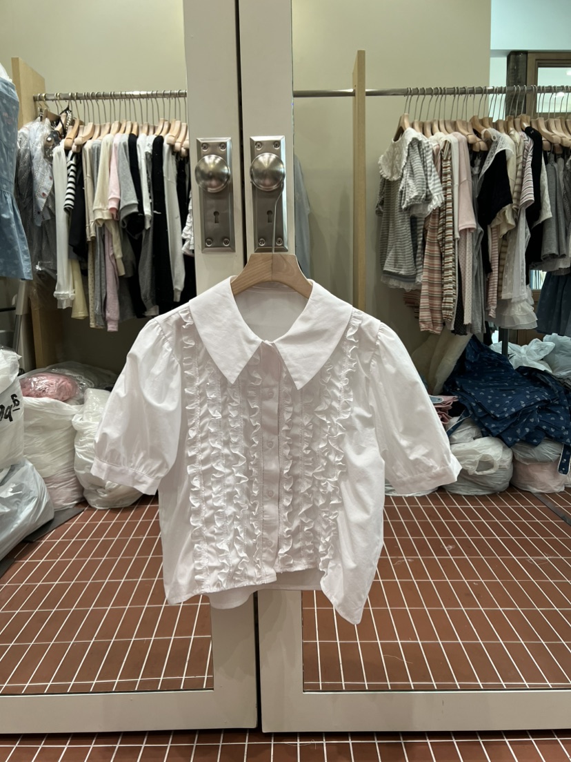 BE&amp;BE韓國東大門代購女裝新品時尚襯衫蕾絲衫荷葉邊BE&be襯衫/蕾絲衫圖色1