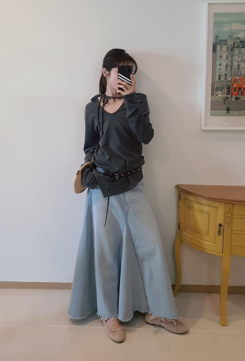 GENTLE B/LOVENTINA韓國直郵女士新款休閑長袖T恤露肩開衩GENTLE B/LOVENTINA長袖T恤