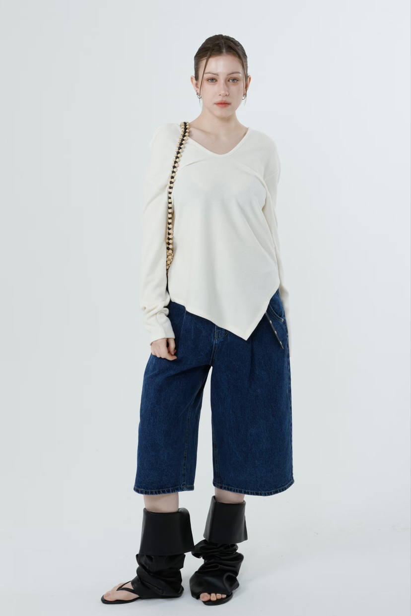 GENTLE B/LOVENTINA韓國直郵女士新款休閑長袖T恤露肩開衩GENTLE B/LOVENTINA長袖T恤