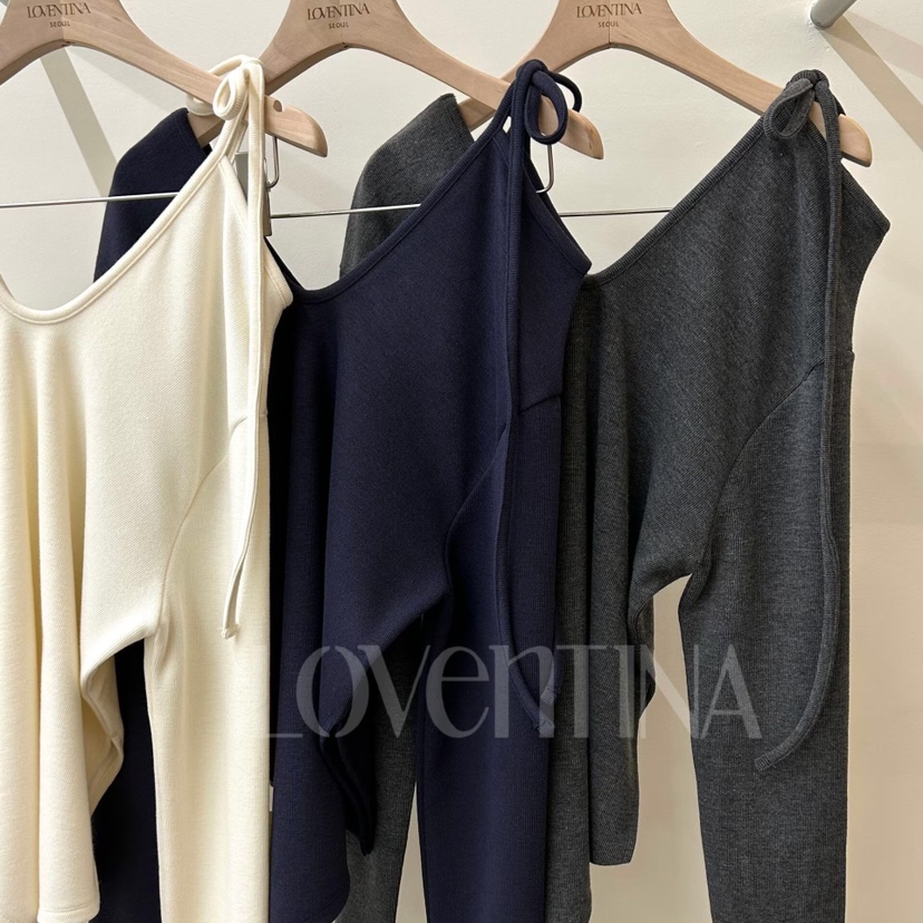 GENTLE B/LOVENTINA韓國直郵女士新款休閑長袖T恤露肩開衩GENTLE B/LOVENTINA長袖T恤