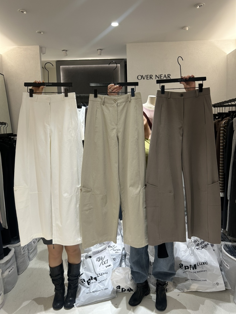 OVER NEAR韓國東大門代購女士新款時尚休閑褲不含腰帶口袋OVER NEAR休閑褲