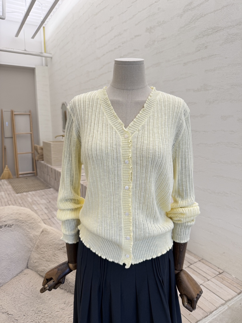 LAUNDRY韓國東大門代購女士新品休閑針織衫荷葉邊開衫羅紋LAUNDRY針織衫