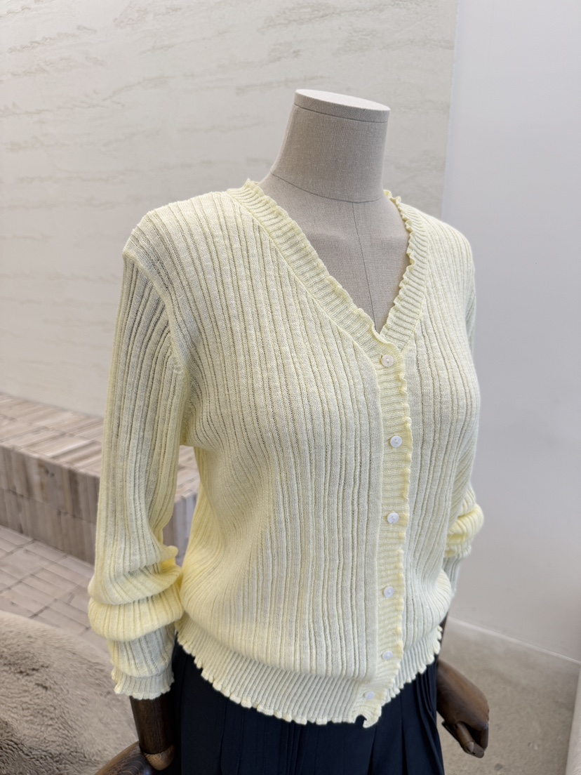 LAUNDRY韓國東大門代購女士新品休閑針織衫荷葉邊開衫羅紋LAUNDRY針織衫