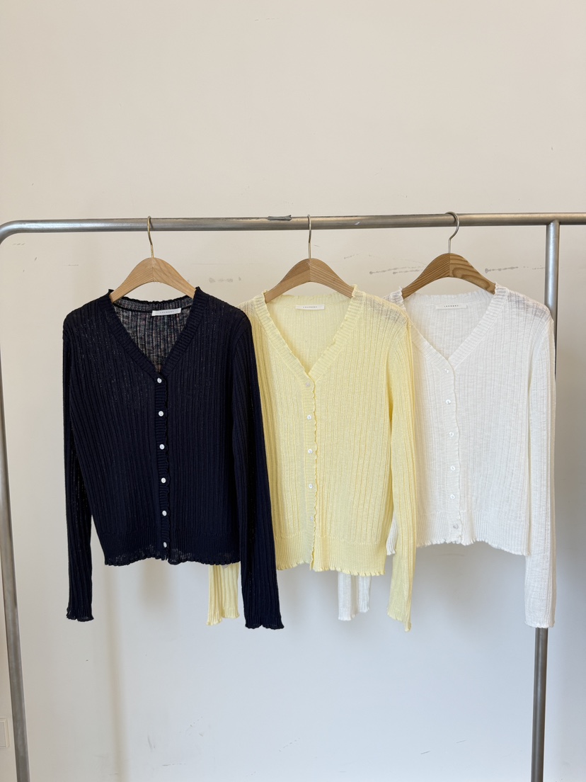 LAUNDRY韓國東大門代購女士新品休閑針織衫荷葉邊開衫羅紋LAUNDRY針織衫