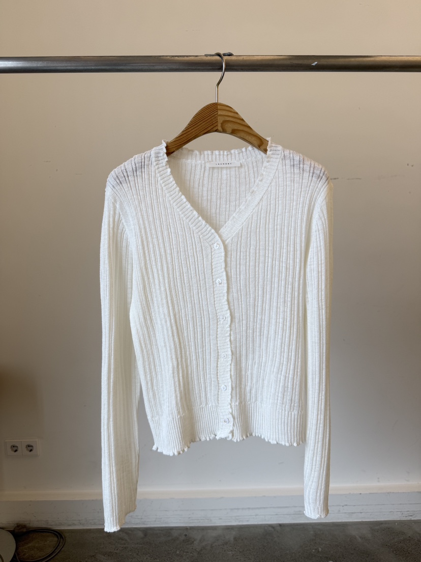 LAUNDRY韓國東大門代購女士新品休閑針織衫荷葉邊開衫羅紋LAUNDRY針織衫圖色1